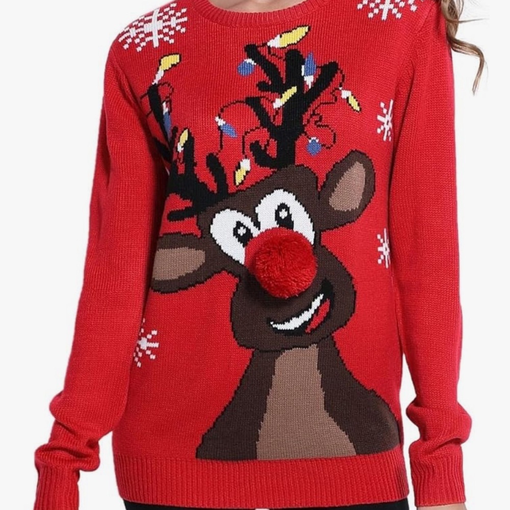 Women's Christmas Reindeer Traditional Knitted Holiday Ugly Sweater Pullover XXL